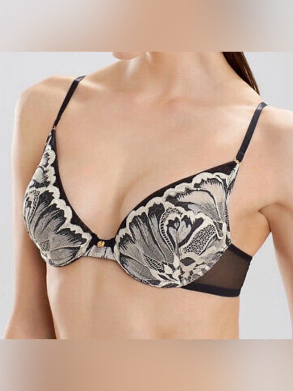 Nature Exotic Flower Bra - Black. Size 36C.